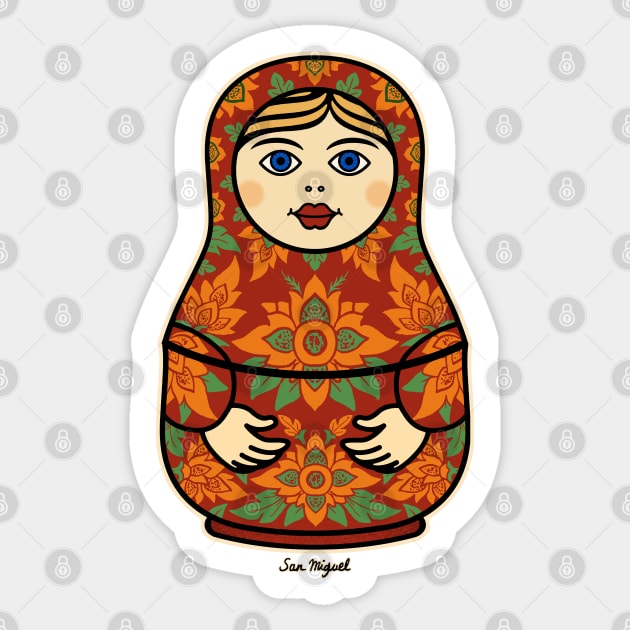 MATRYOSHKA DOLL MAN by San Miguel Sticker by boozecruisecrew